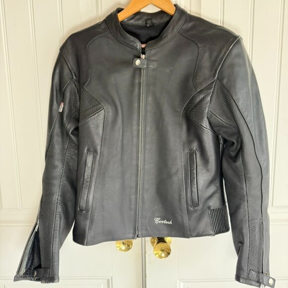 Cortech Tourmaster Women's Motorcycle Jacket, Black Leather, Size Med/10 - Picture 1 of 8